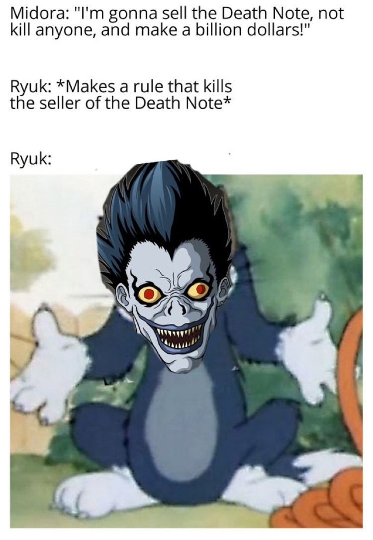 Midora, Ryuk, seller death note joke meme