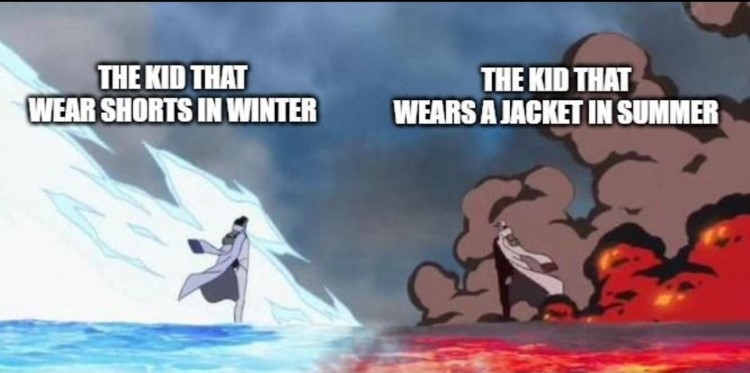 Kids that wear shorts in winter vs. kids that wear coats in summer
