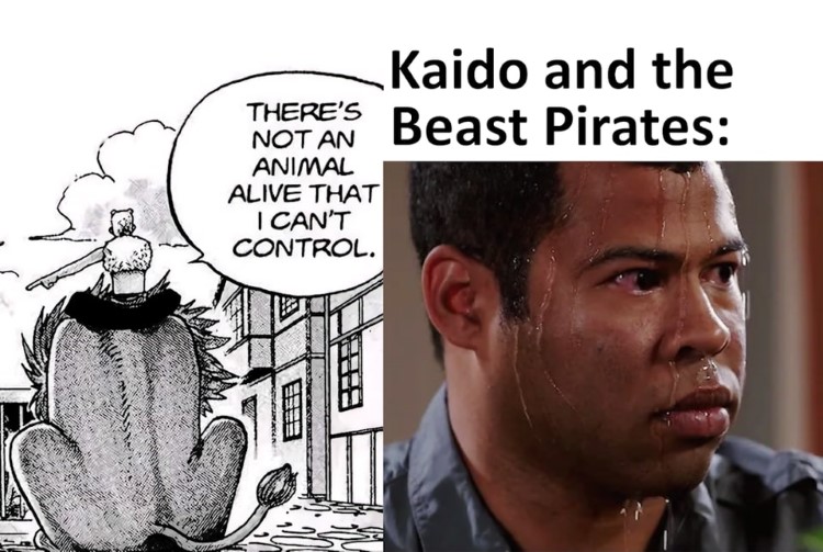 Theres not an anime alive I can't controle - Kaido and the Beast Pirates sweating meme