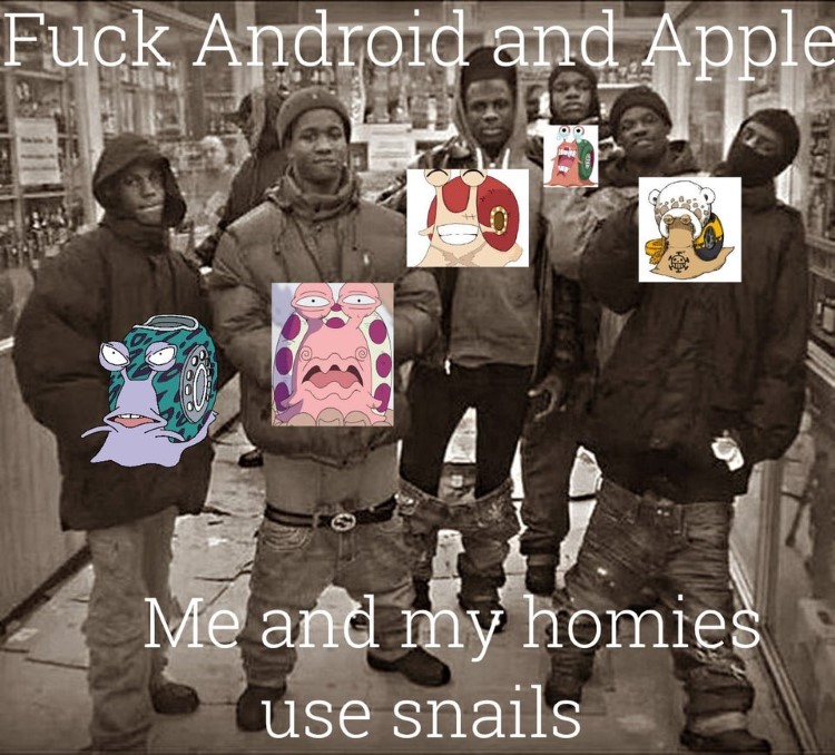 Me and my homies use snails meme