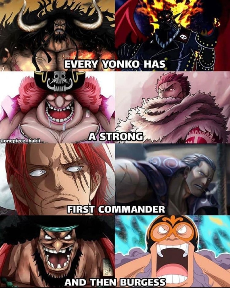 Every Yonko has a strong first commander, and then Burgess meme