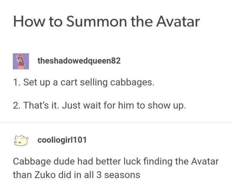 How to summon the Avatar Tumblr meme