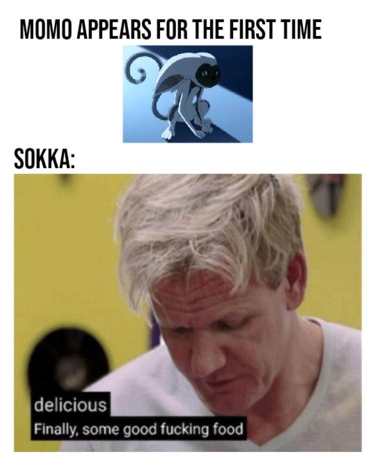 Momo appears for the first time, Sokka meme