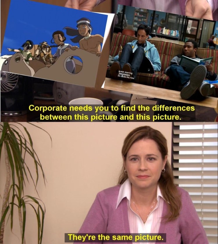 Pam theyre the same picture, Avatar and Community meme crossover
