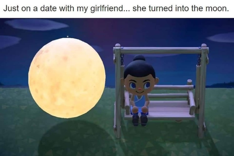 Just on a date with my girlfriend... she turned into a moon - Animal Crossing & Avatar meme