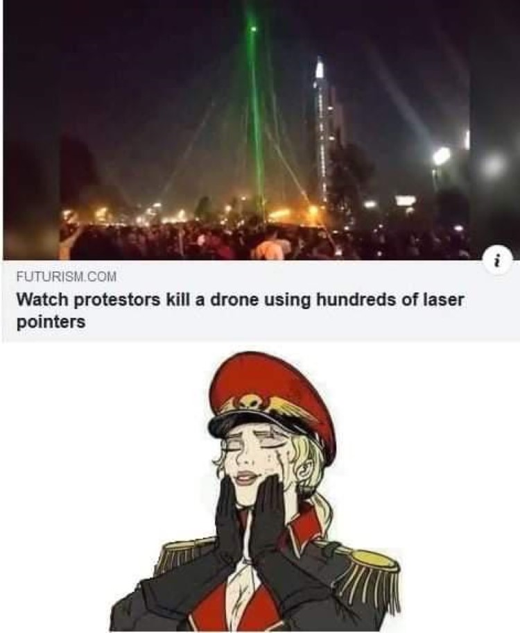 Watch Protestors kill a drone meme