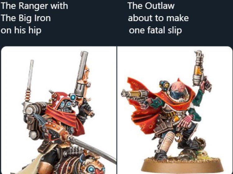 Ranger with big iron hip Outlaw meme
